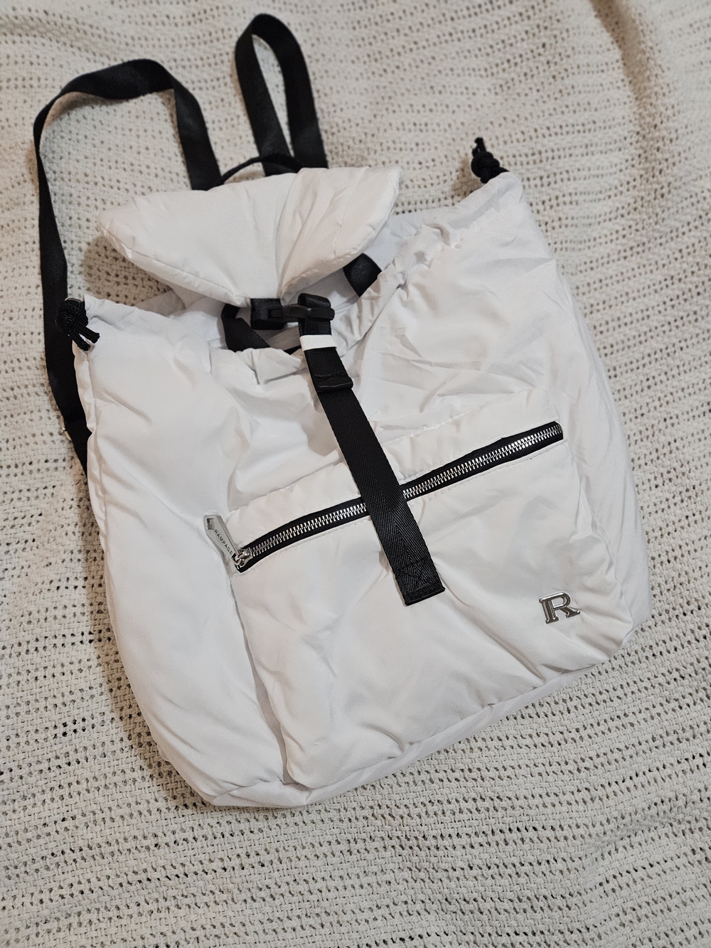 Womens White Puffer Backpack with Black Accents...Rampage